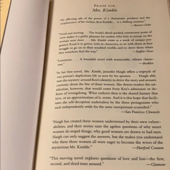 Mrs. Kimble by Jennifer Haigh Novel Book - Picture 2 of 8